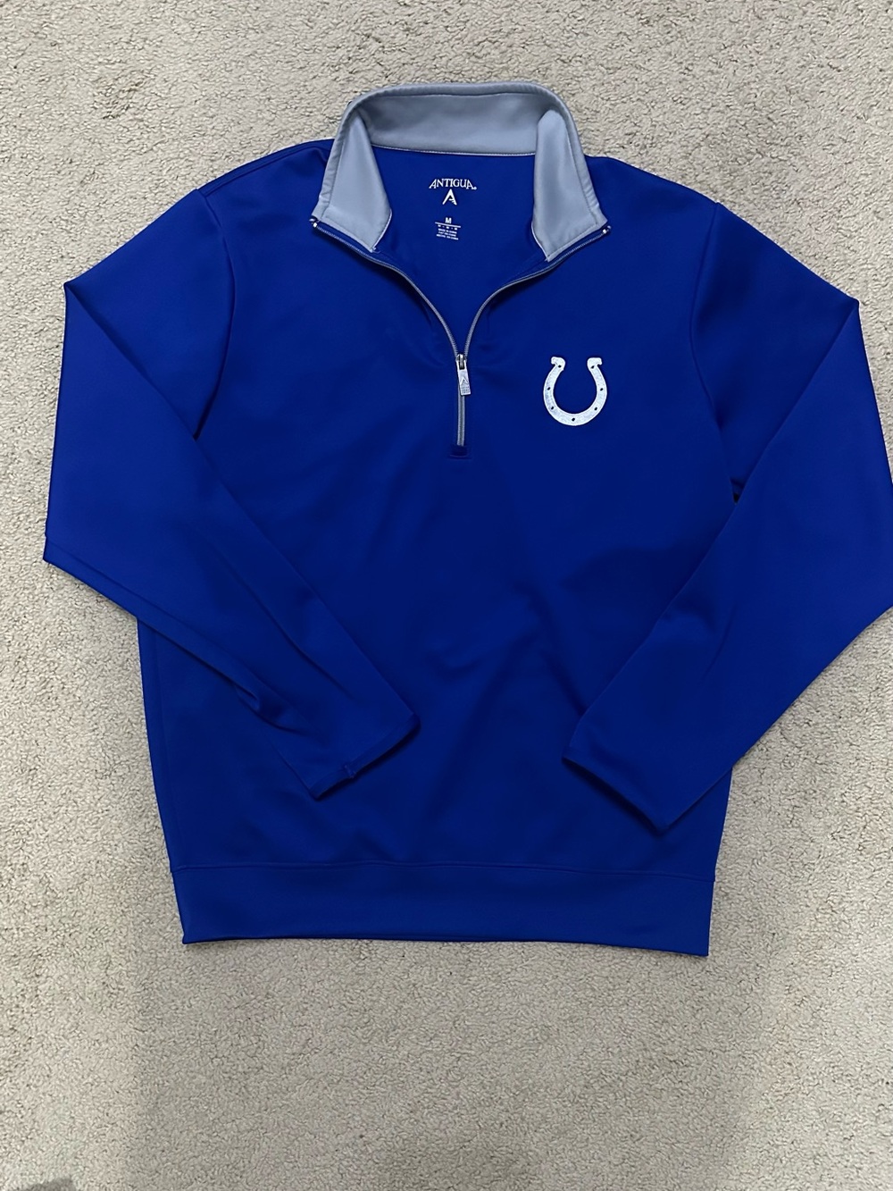 Antigua Royal Blue Indianapolis Colts Half-Zip Pullover with White Logo